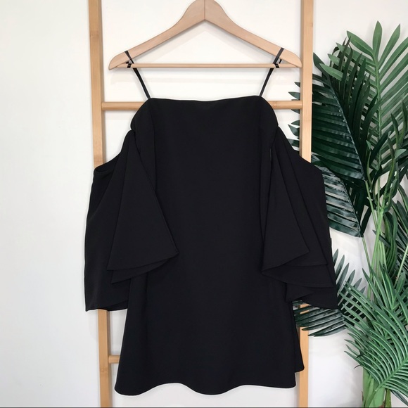 SOLD Seed Heritage Black Off Shoulder Frill Dress 10 - Picture 2 of 13